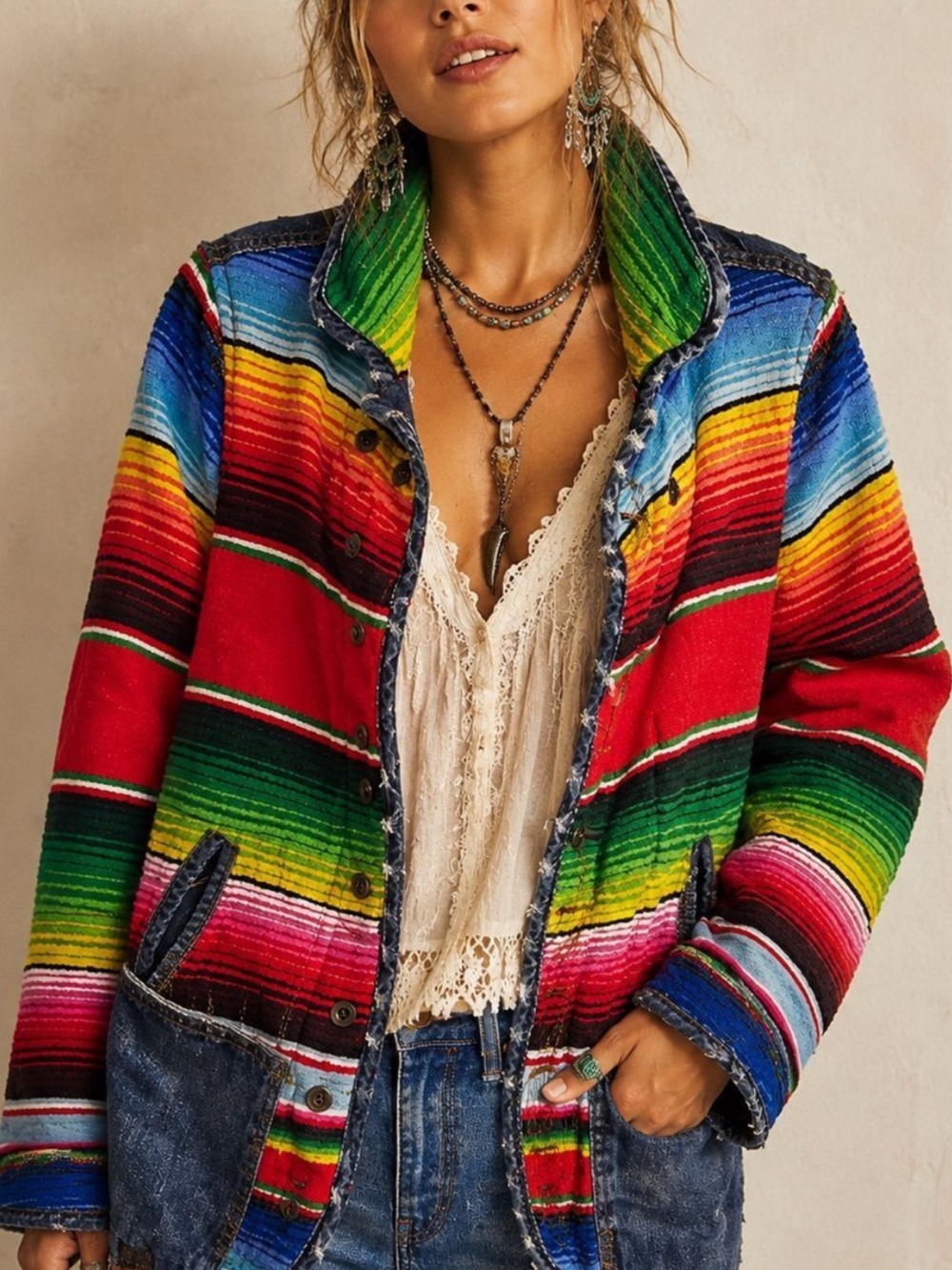 Free People x Artisan de Luxe Serape Jacket Rare Medium